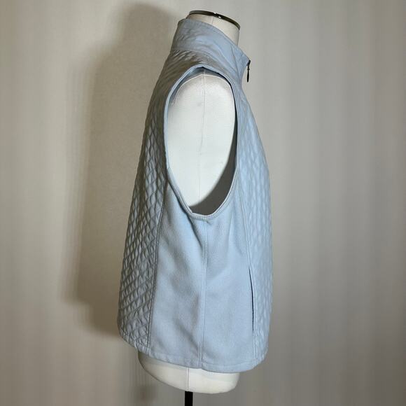 Columbia Light Blue Diamond Quilted/Fleece Vest Full Zip Ski Womens Size Large L - Picture 3 of 12